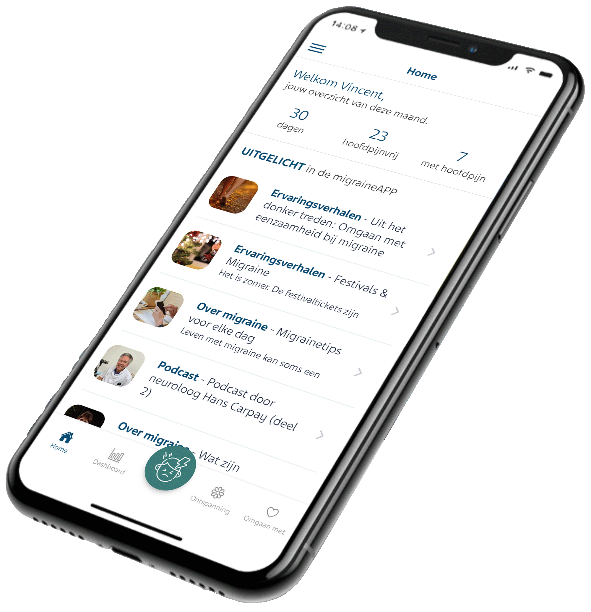 migraineAPP Iphone slanted